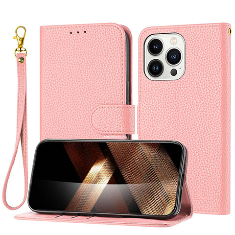 Funda de Cuero Cartera con Soporte Carcasa Y09X para Apple iPhone 14 Pro Max Oro Rosa