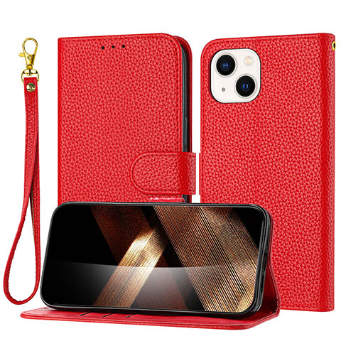 Funda de Cuero Cartera con Soporte Carcasa Y09X para Apple iPhone 14 Rojo