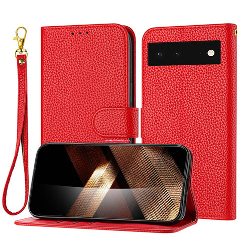 Funda de Cuero Cartera con Soporte Carcasa Y09X para Google Pixel 6 5G Rojo