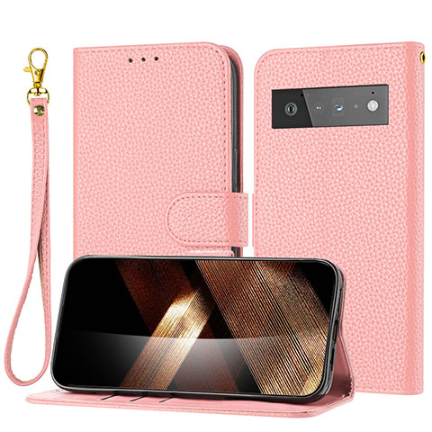 Funda de Cuero Cartera con Soporte Carcasa Y09X para Google Pixel 6 Pro 5G Oro Rosa