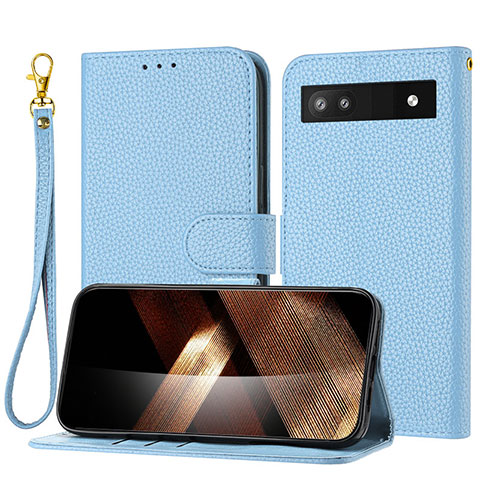 Funda de Cuero Cartera con Soporte Carcasa Y09X para Google Pixel 6a 5G Azul