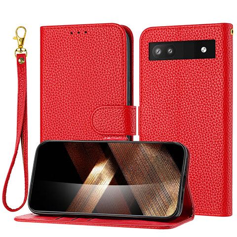 Funda de Cuero Cartera con Soporte Carcasa Y09X para Google Pixel 6a 5G Rojo