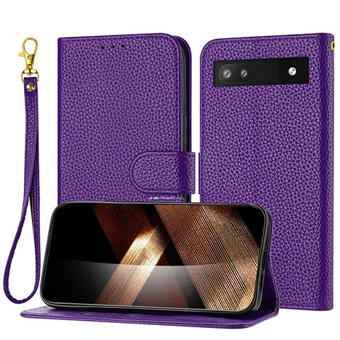 Funda de Cuero Cartera con Soporte Carcasa Y09X para Google Pixel 7a 5G Morado