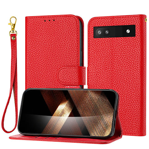 Funda de Cuero Cartera con Soporte Carcasa Y09X para Google Pixel 7a 5G Rojo