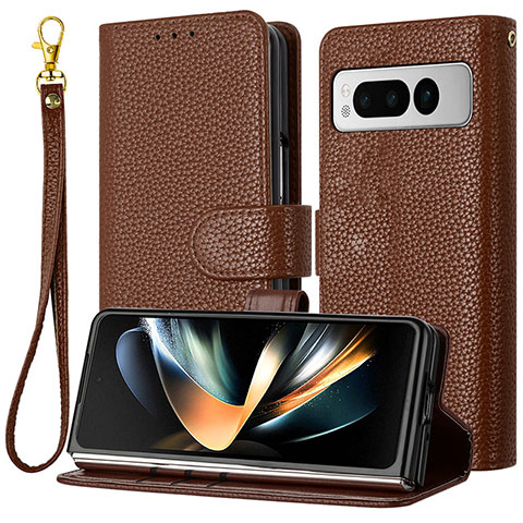 Funda de Cuero Cartera con Soporte Carcasa Y09X para Google Pixel Fold 5G Marron