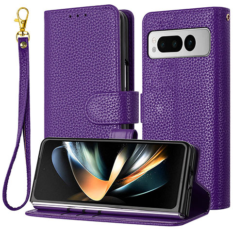 Funda de Cuero Cartera con Soporte Carcasa Y09X para Google Pixel Fold 5G Morado