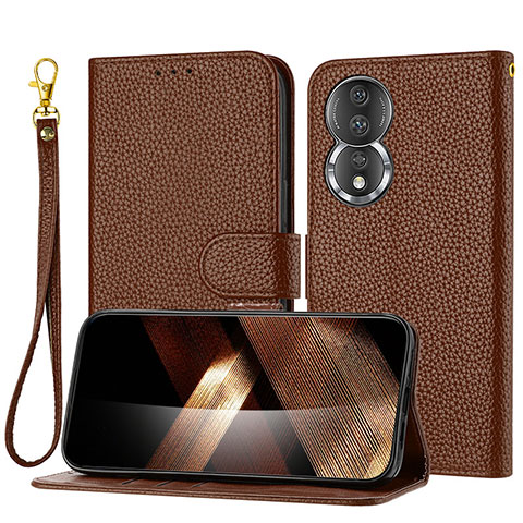 Funda de Cuero Cartera con Soporte Carcasa Y09X para Huawei Honor 80 5G Marron