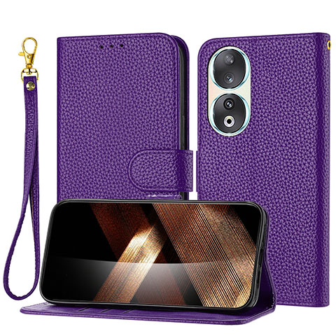 Funda de Cuero Cartera con Soporte Carcasa Y09X para Huawei Honor 90 5G Morado