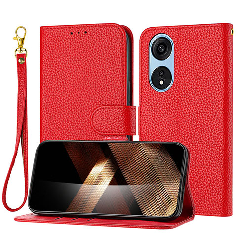 Funda de Cuero Cartera con Soporte Carcasa Y09X para Huawei Honor X5 Plus Rojo