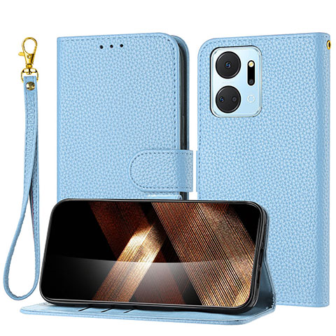 Funda de Cuero Cartera con Soporte Carcasa Y09X para Huawei Honor X7a Azul