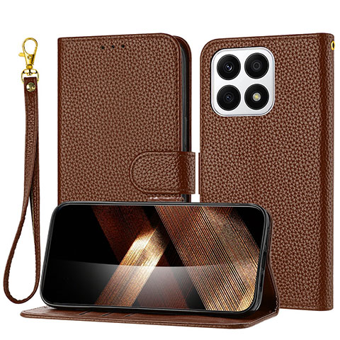 Funda de Cuero Cartera con Soporte Carcasa Y09X para Huawei Honor X8a 4G Marron