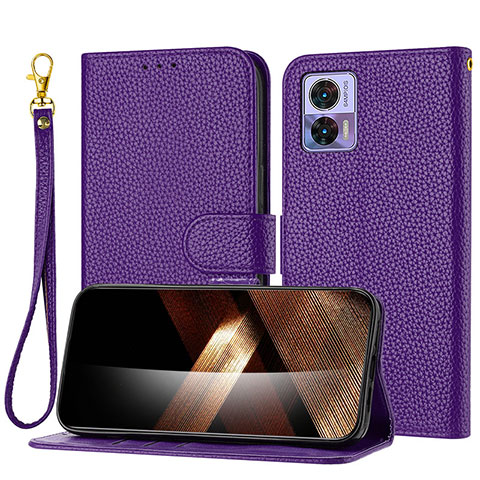 Funda de Cuero Cartera con Soporte Carcasa Y09X para Motorola Moto Edge 30 Lite 5G Morado