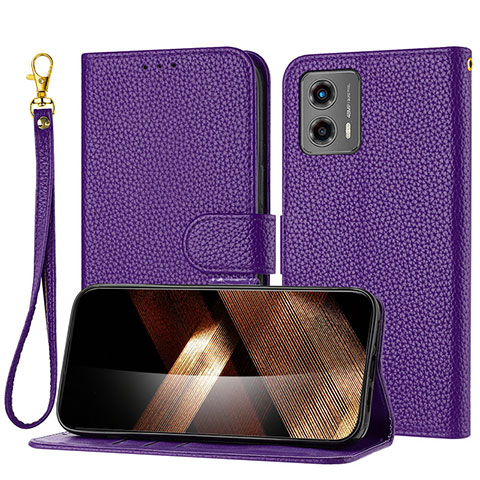 Funda de Cuero Cartera con Soporte Carcasa Y09X para Motorola Moto G 5G (2023) Morado