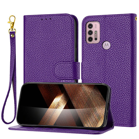 Funda de Cuero Cartera con Soporte Carcasa Y09X para Motorola Moto G10 Morado