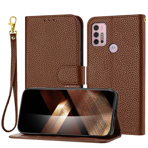 Funda de Cuero Cartera con Soporte Carcasa Y09X para Motorola Moto G20 Marron