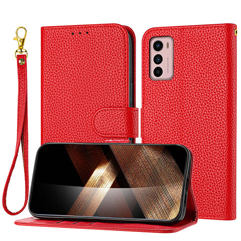 Funda de Cuero Cartera con Soporte Carcasa Y09X para Motorola Moto G42 Rojo