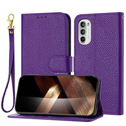 Funda de Cuero Cartera con Soporte Carcasa Y09X para Motorola MOTO G52 Morado