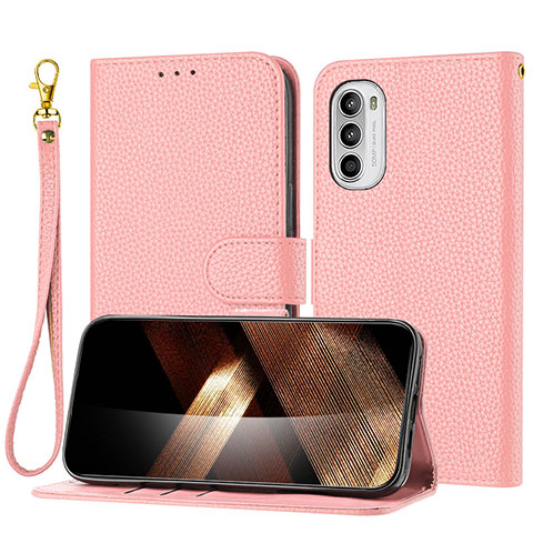 Funda de Cuero Cartera con Soporte Carcasa Y09X para Motorola MOTO G52 Oro Rosa