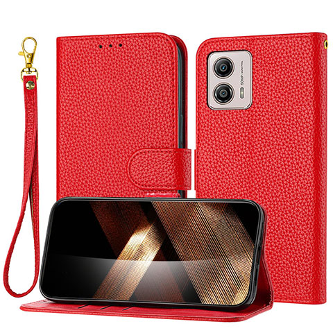 Funda de Cuero Cartera con Soporte Carcasa Y09X para Motorola Moto G53y 5G Rojo