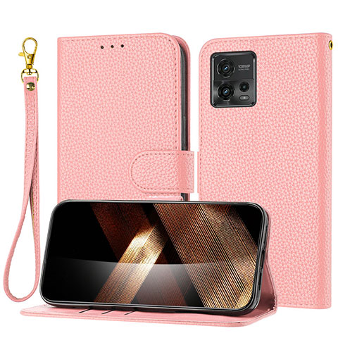 Funda de Cuero Cartera con Soporte Carcasa Y09X para Motorola Moto G72 Oro Rosa