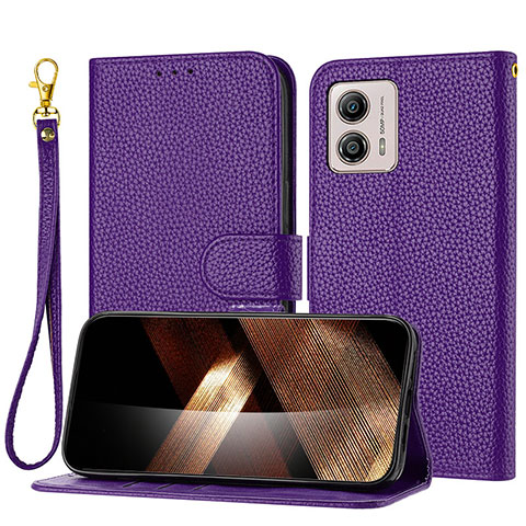 Funda de Cuero Cartera con Soporte Carcasa Y09X para Motorola Moto G73 5G Morado