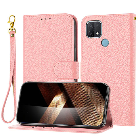 Funda de Cuero Cartera con Soporte Carcasa Y09X para Oppo A35 Oro Rosa