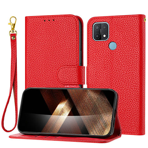 Funda de Cuero Cartera con Soporte Carcasa Y09X para Oppo A35 Rojo