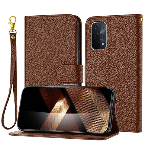 Funda de Cuero Cartera con Soporte Carcasa Y09X para Oppo A54 5G Marron