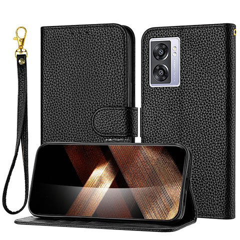 Funda de Cuero Cartera con Soporte Carcasa Y09X para Oppo A77 5G Negro