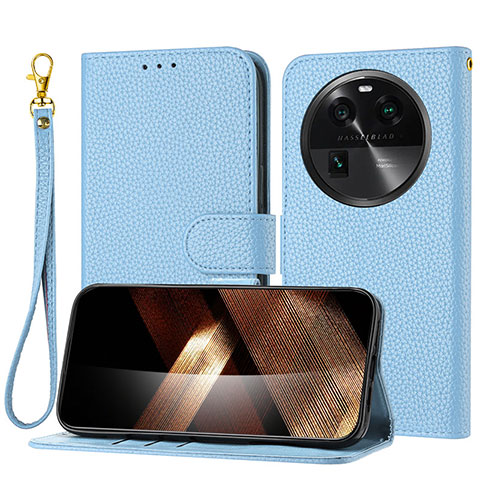 Funda de Cuero Cartera con Soporte Carcasa Y09X para Oppo Find X6 5G Azul