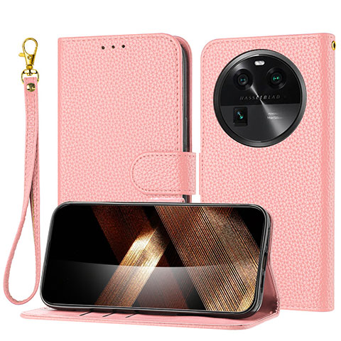 Funda de Cuero Cartera con Soporte Carcasa Y09X para Oppo Find X6 Pro 5G Oro Rosa