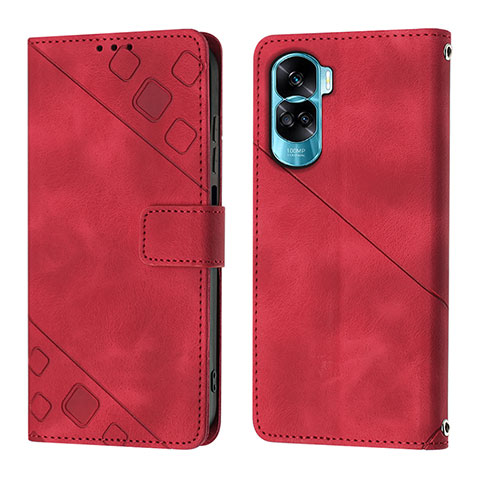 Funda de Cuero Cartera con Soporte Carcasa YB1 para Huawei Honor 90 Lite 5G Rojo