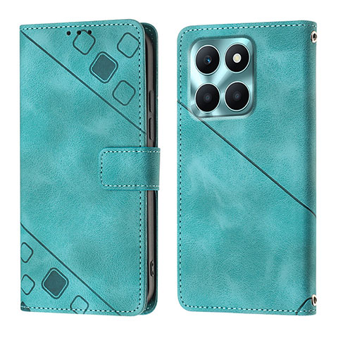 Funda de Cuero Cartera con Soporte Carcasa YB1 para Huawei Honor X6a Verde