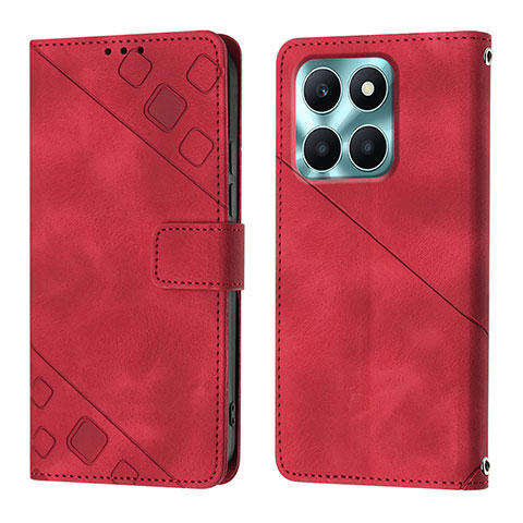 Funda de Cuero Cartera con Soporte Carcasa YB1 para Huawei Honor X8b Rojo