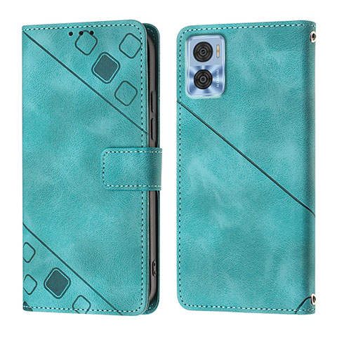 Funda de Cuero Cartera con Soporte Carcasa YB1 para Motorola Moto E22 Verde