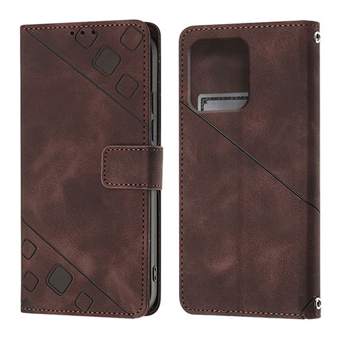 Funda de Cuero Cartera con Soporte Carcasa YB1 para Motorola Moto Edge 40 Pro 5G Marron