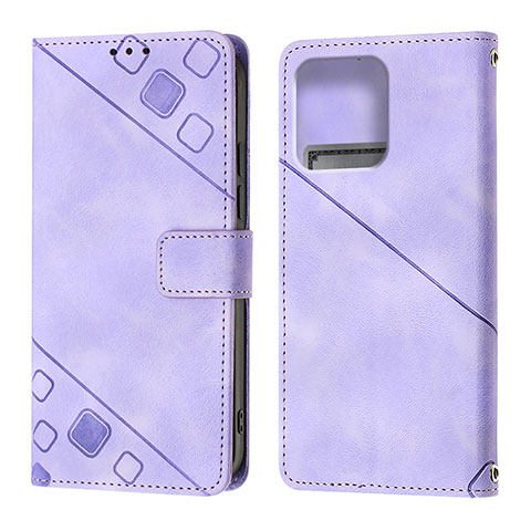 Funda de Cuero Cartera con Soporte Carcasa YB1 para Motorola Moto Edge 40 Pro 5G Morado