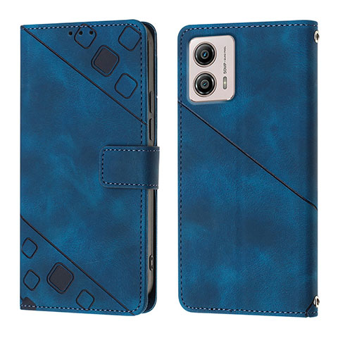 Funda de Cuero Cartera con Soporte Carcasa YB1 para Motorola Moto G53 5G Azul