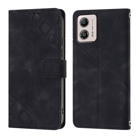 Funda de Cuero Cartera con Soporte Carcasa YB1 para Motorola Moto G53 5G Negro