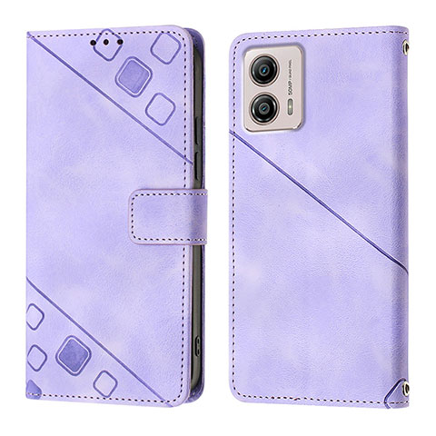 Funda de Cuero Cartera con Soporte Carcasa YB1 para Motorola Moto G53j 5G Morado