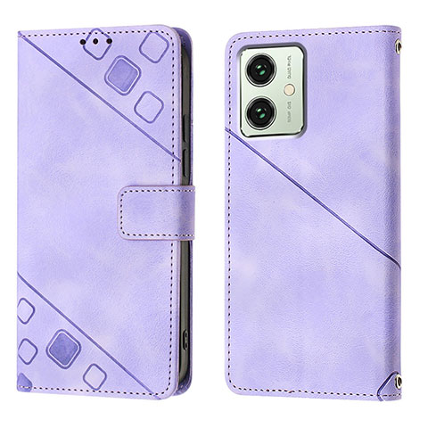 Funda de Cuero Cartera con Soporte Carcasa YB1 para Motorola Moto G54 5G Morado