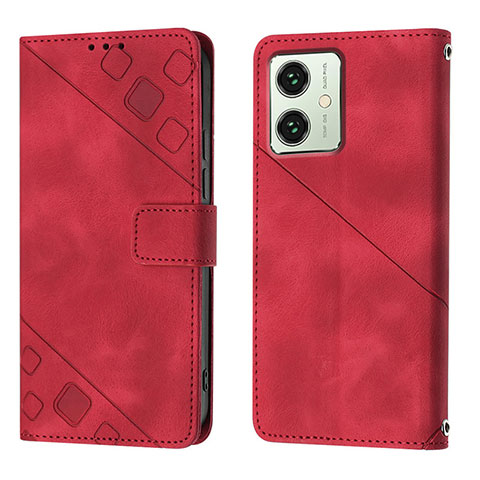 Funda de Cuero Cartera con Soporte Carcasa YB1 para Motorola Moto G54 5G Rojo