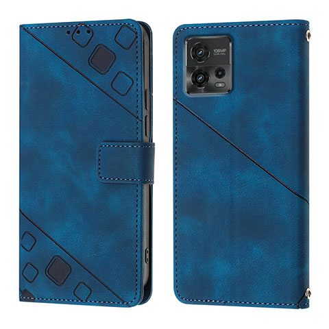 Funda de Cuero Cartera con Soporte Carcasa YB1 para Motorola Moto G72 Azul