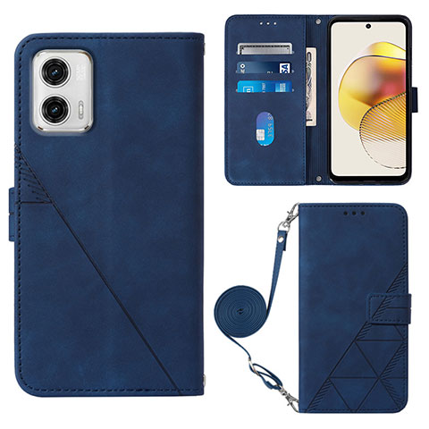 Funda de Cuero Cartera con Soporte Carcasa YB1 para Motorola Moto G73 5G Azul