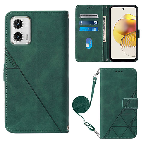 Funda de Cuero Cartera con Soporte Carcasa YB1 para Motorola Moto G73 5G Verde