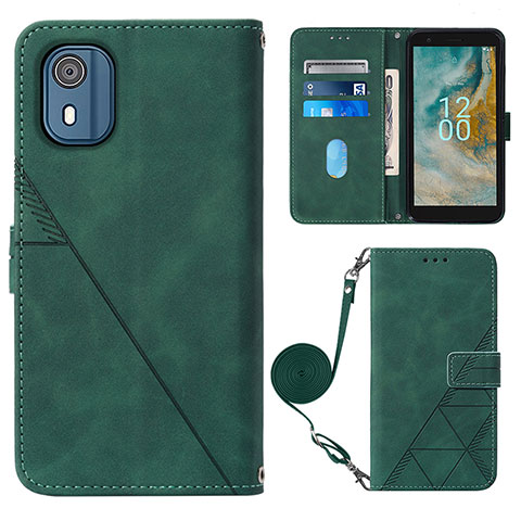 Funda de Cuero Cartera con Soporte Carcasa YB1 para Nokia C02 Verde