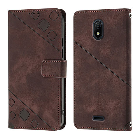 Funda de Cuero Cartera con Soporte Carcasa YB1 para Nokia C100 Marron