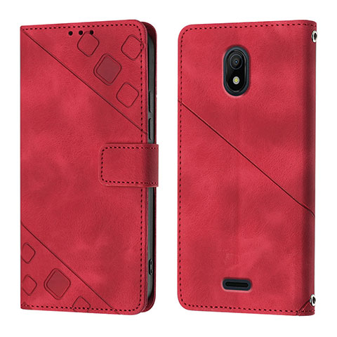 Funda de Cuero Cartera con Soporte Carcasa YB1 para Nokia C100 Rojo