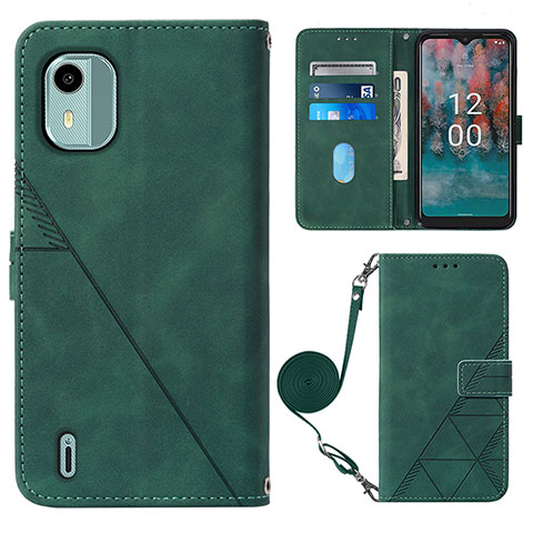 Funda de Cuero Cartera con Soporte Carcasa YB1 para Nokia C12 Pro Verde