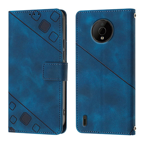 Funda de Cuero Cartera con Soporte Carcasa YB1 para Nokia C200 Azul